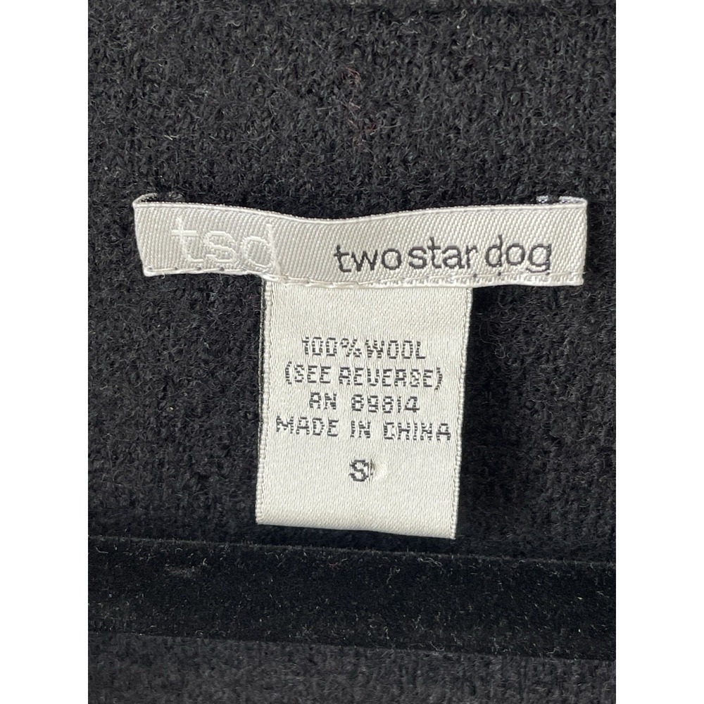 TSD Two Star Dog Ruffled Cardigan 100% Wool Womens Size S Black ~Not Lined~ - Picture 6 of 11